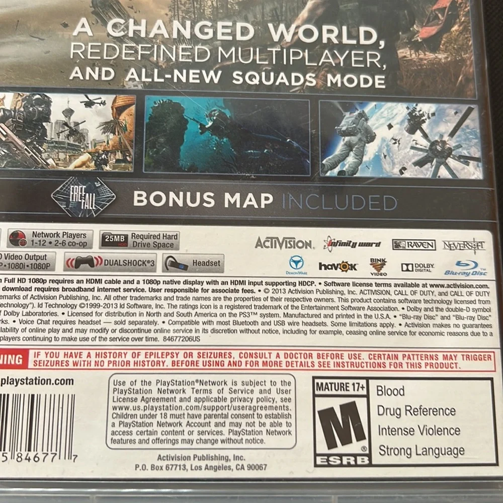 Call of duty Ghosts PS3 game Activision M17+